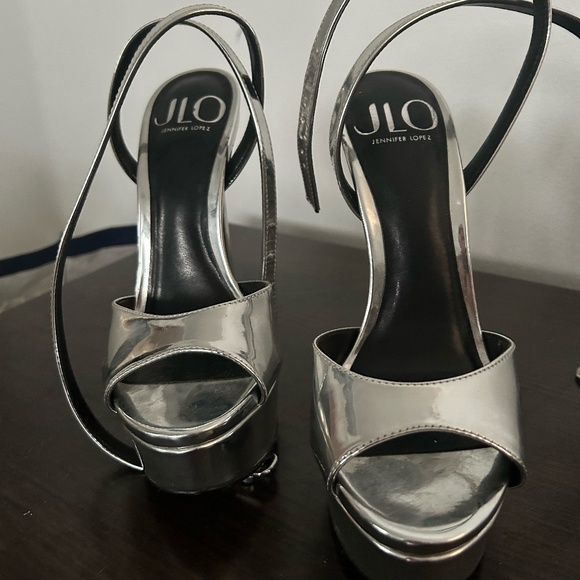 JLO Junnie Silver Sky High Platform Heels - Picture 1 of 5